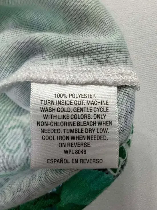 JM Collection Petite Green Floral Rhinestone Embellished 3/4 Sleeve Top - Picture 4 of 10